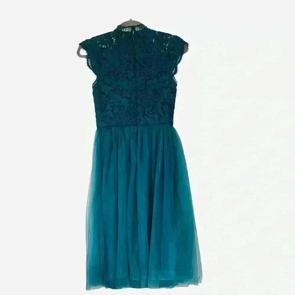 Ch Chi London NWT Green Crochet Lace Tulle Mini Dress Size UK6/US2 - Picture 8 of 15